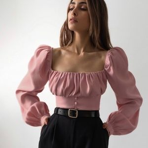 Pink milkmaid blouse